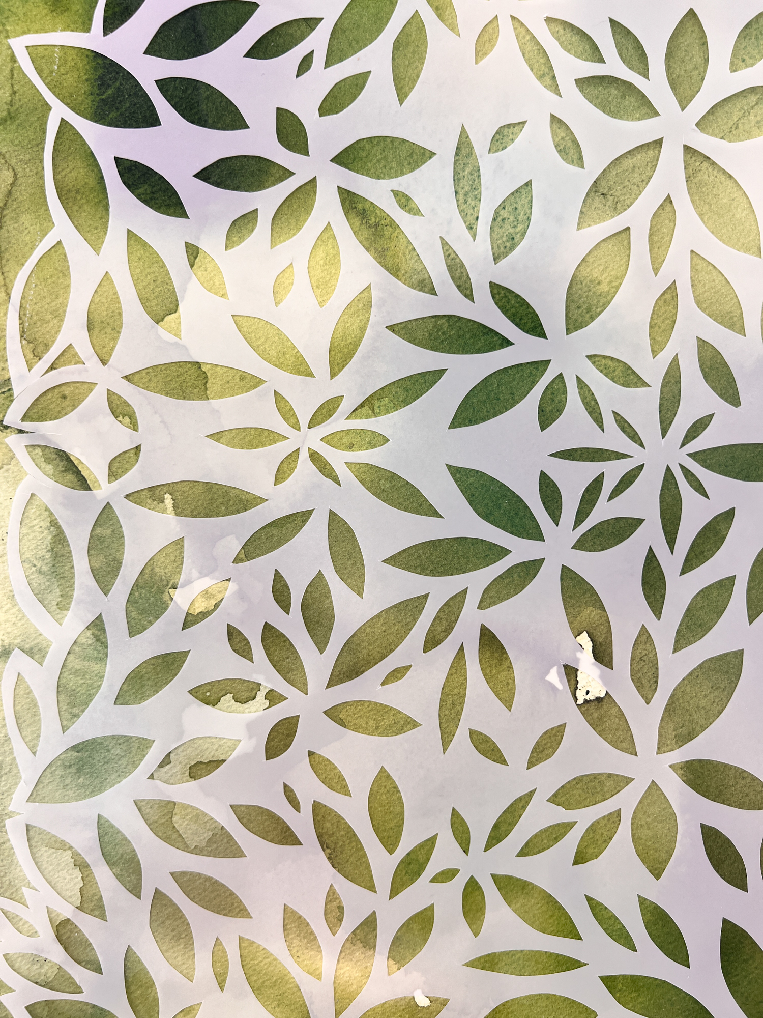 Custom Watercolor Painting with Handcut Vellum Overlay, approx 60 x 40 in, 300lb Arches WC paper, duralar vellum overlay