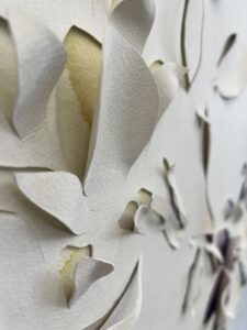 Emily Mann, Ink and Indigo, Custom Dimensional Cut Paper Magnolias over Watercolor painting backer, 24x24 in each -8