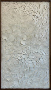 Emily-Mann,-Ink-and-Indigo,-Custom-Dimensional-Wall-Art,-Petals,-Japanese-paperclay-in-custom-walnut-frame,-set-of-two,-79in-x-44in-each-1