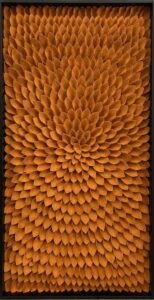 Emily Mann, Ink and Indigo, Felt Leaves in Custom Black Frame, 50x26-1