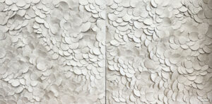 Emily Mann, Ink and Indigo, Petals, Custom Dimensional Wall-Art, Japanese Paperclay on Panel,-set-of-2, 44x44