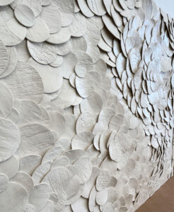 Emily Mann, Ink and Indigo, Petals, Custom Dimensional Wall-Art, Japanese Paperclay on Panel,-set-of-2, 44x44