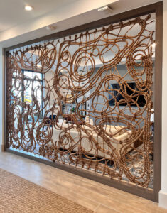 Installation View at Alexan Kendall, Miami | Design by Level Design | custom rope room divider | approx. 9 x 12.5 ft
