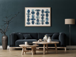 Ink and Indigo, Custom Dimensional Art for Hospitality and Interior Design, Fluted Forms in Natural (Sample) | dimensional mm sculptural paper and encaustic on panel | dimensions and finishes variable