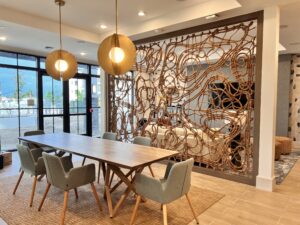 Emily Mann, Ink and Indigo, Custom Screen/Wall Divider | Manila Rope Macrame | approximately 9.75' H x 13.5'W
